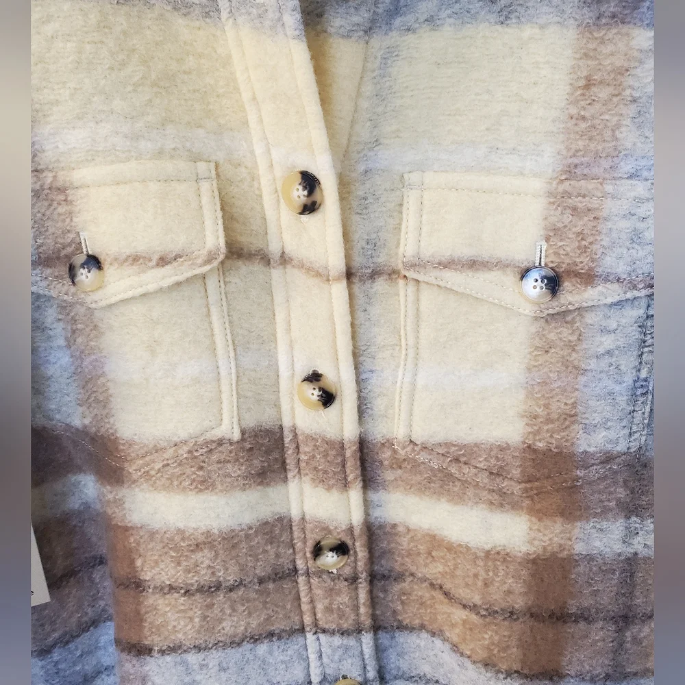 ✨️SOLD✨️NWT-Aritzia Ganna Long/Coat in Brown & Yellow Plaid Ladies Sz S - Picture 6 of 8